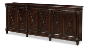 Sarreid Marksman Sideboard Dark Brown - Stylish 6-door Storage With 3 Removable Shelves For Any Space Brown  30096