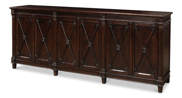 Sarreid Marksman Sideboard Dark Brown - Stylish 6-door Storage With 3 Removable Shelves For Any Space Brown  30096