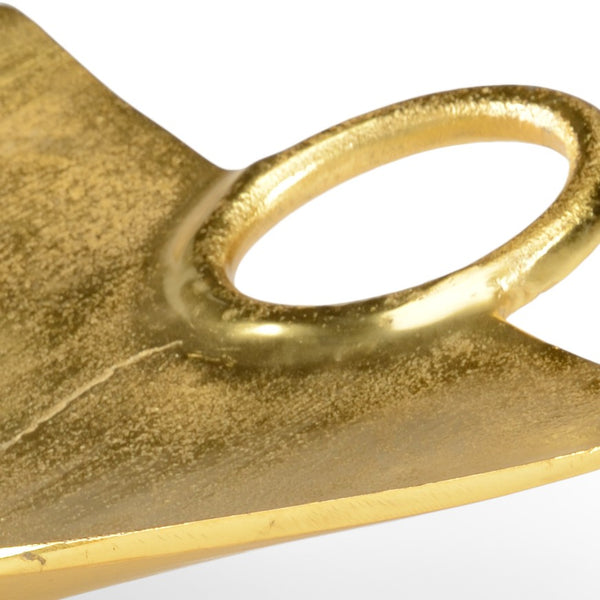 Wildwood Eyelet Bright Gold Cast Aluminum Tray With Curved Silhouette & Ring Handles For Stylish Display 300960