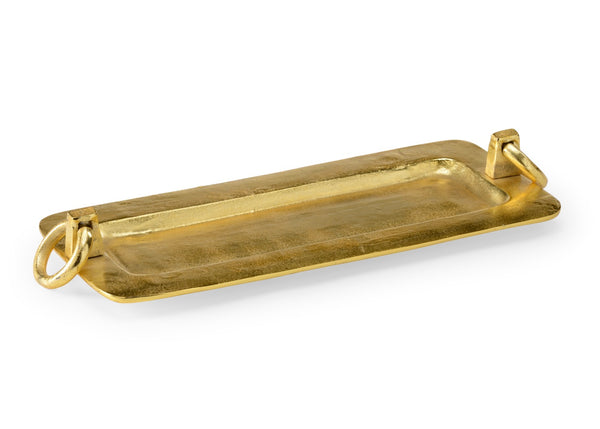 Wildwood Tray Cast Aluminum Gold Display Tray With Ring Accents — Contemporary Jewelry, Serving, Entryway Chic 300962