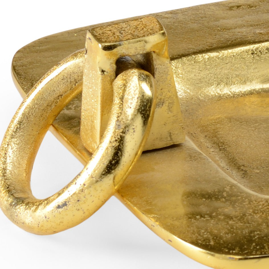 Wildwood Tray Cast Aluminum Gold Display Tray With Ring Accents — Contemporary Jewelry, Serving, Entryway Chic 300962