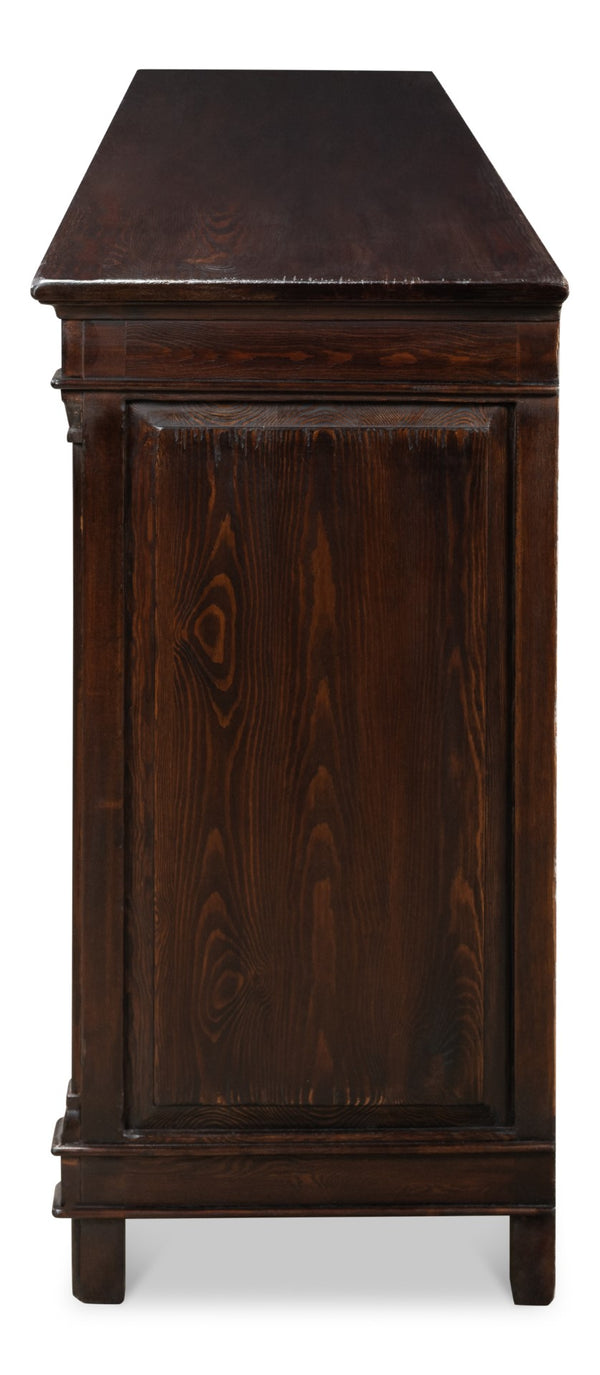 Sarreid Marksman Sideboard Dark Brown - Stylish 6-door Storage With 3 Removable Shelves For Any Space Brown  30096