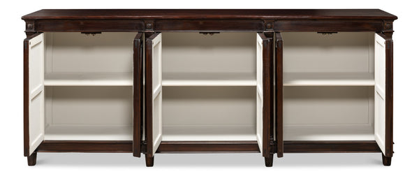 Sarreid Marksman Sideboard Dark Brown - Stylish 6-door Storage With 3 Removable Shelves For Any Space Brown  30096