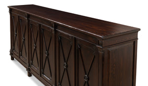 Sarreid Marksman Sideboard Dark Brown - Stylish 6-door Storage With 3 Removable Shelves For Any Space Brown  30096