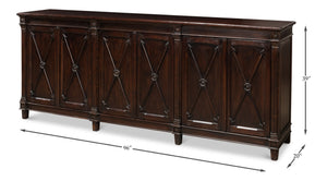 Sarreid Marksman Sideboard Dark Brown - Stylish 6-door Storage With 3 Removable Shelves For Any Space Brown  30096