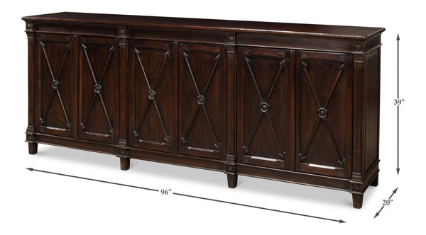 Sarreid Marksman Sideboard Dark Brown - Stylish 6-door Storage With 3 Removable Shelves For Any Space Brown  30096