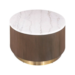 English Elm Contemporary 3 Piece Marble Top Living Room Table Set with Gold Stainless Steel Base B2741S00908