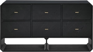 Meridian Furniture Parker Six Drawer Ash Veneer Dresser Mid-century Modern Style Bedroom Storage Furniture Black 300Black-D