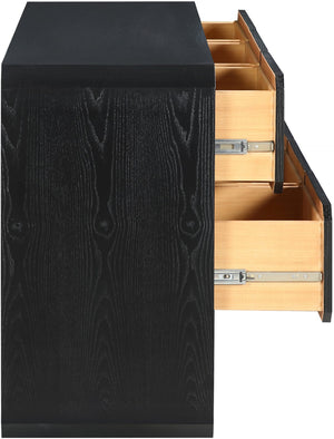Meridian Furniture Parker Six Drawer Ash Veneer Dresser Mid-century Modern Style Bedroom Storage Furniture Black 300Black-D
