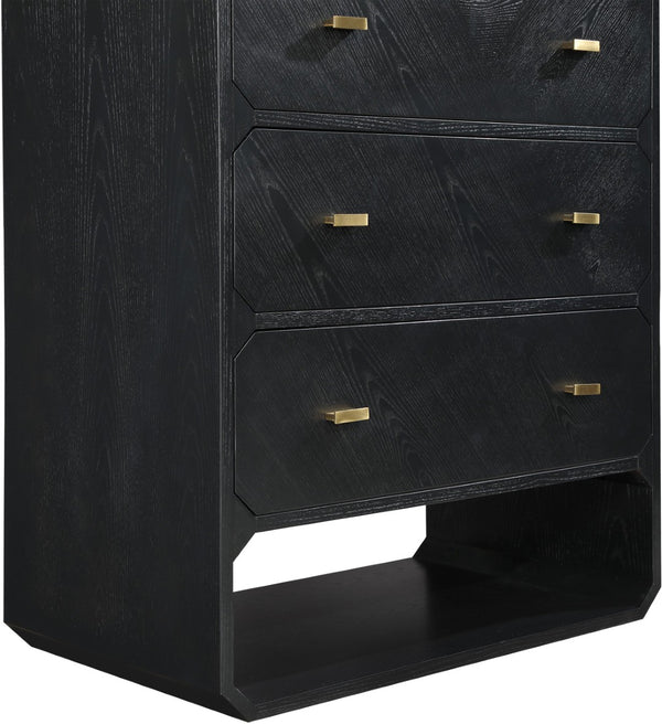 Meridian Furniture Parker Six Drawer Ash Veneer Dresser Mid-century Modern Style Bedroom Storage Furniture Black 300Black-D