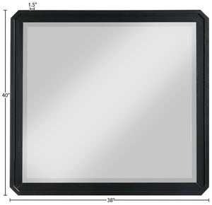 Meridian Furniture Parker Ash Veneer Wall Mirror with Stylish Frame for Modern Entryway or Living Room Decor Black 300Black-M