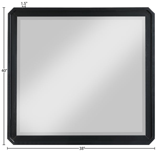 Meridian Furniture Parker Ash Veneer Wall Mirror with Stylish Frame for Modern Entryway or Living Room Decor Black 300Black-M