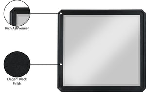 Meridian Furniture Parker Ash Veneer Wall Mirror with Stylish Frame for Modern Entryway or Living Room Decor Black 300Black-M