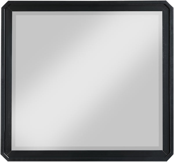 Meridian Furniture Parker Ash Veneer Wall Mirror with Stylish Frame for Modern Entryway or Living Room Decor Black 300Black-M