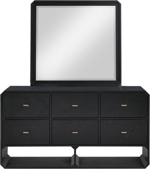 Meridian Furniture Parker Ash Veneer Wall Mirror with Stylish Frame for Modern Entryway or Living Room Decor Black 300Black-M