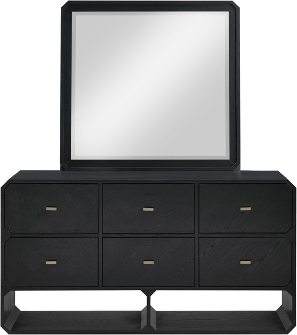 Meridian Furniture Parker Ash Veneer Wall Mirror with Stylish Frame for Modern Entryway or Living Room Decor Black 300Black-M