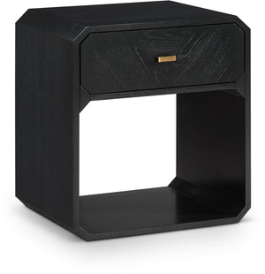 Meridian Furniture Parker Mid-century Modern Ash Veneer Nightstand with Single Drawer for Bedroom Storage Black 300Black-NS