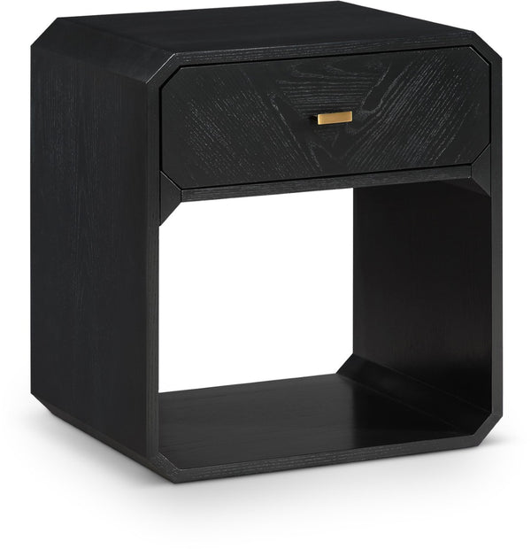 Meridian Furniture Parker Mid-century Modern Ash Veneer Nightstand with Single Drawer for Bedroom Storage Black 300Black-NS