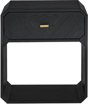 Meridian Furniture Parker Mid-century Modern Ash Veneer Nightstand with Single Drawer for Bedroom Storage Black 300Black-NS