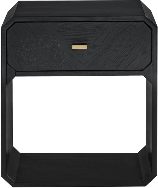 Meridian Furniture Parker Mid-century Modern Ash Veneer Nightstand with Single Drawer for Bedroom Storage Black 300Black-NS