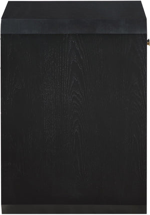 Meridian Furniture Parker Mid-century Modern Ash Veneer Nightstand with Single Drawer for Bedroom Storage Black 300Black-NS
