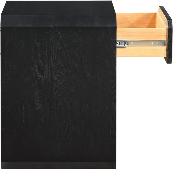 Meridian Furniture Parker Mid-century Modern Ash Veneer Nightstand with Single Drawer for Bedroom Storage Black 300Black-NS