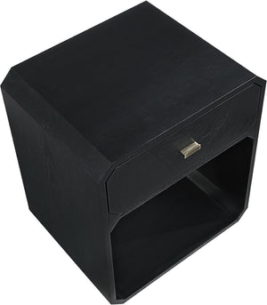 Meridian Furniture Parker Mid-century Modern Ash Veneer Nightstand with Single Drawer for Bedroom Storage Black 300Black-NS