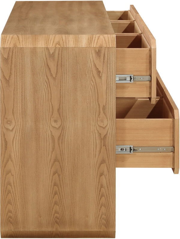 Meridian Furniture Parker Six Drawer Ash Veneer Dresser Mid-century Modern Style Bedroom Storage Furniture Natural 300Natural-D