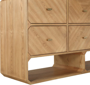 Meridian Furniture Parker Six Drawer Ash Veneer Dresser Mid-century Modern Style Bedroom Storage Furniture Natural 300Natural-D