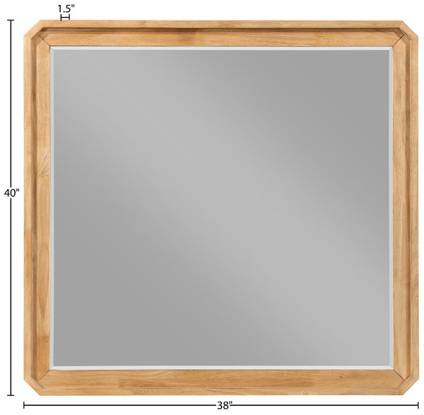 Meridian Furniture Parker Ash Veneer Wall Mirror with Stylish Frame for Modern Entryway or Living Room Decor Natural 300Natural-M