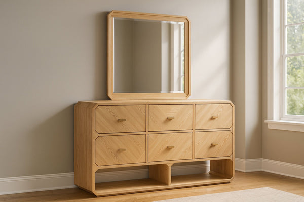 Meridian Furniture Parker Ash Veneer Wall Mirror with Stylish Frame for Modern Entryway or Living Room Decor Natural 300Natural-M