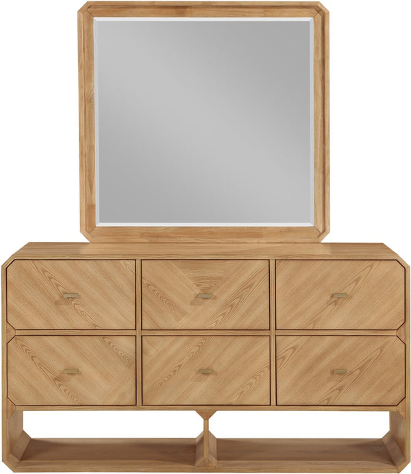 Meridian Furniture Parker Ash Veneer Wall Mirror with Stylish Frame for Modern Entryway or Living Room Decor Natural 300Natural-M