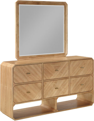 Meridian Furniture Parker Ash Veneer Wall Mirror with Stylish Frame for Modern Entryway or Living Room Decor Natural 300Natural-M