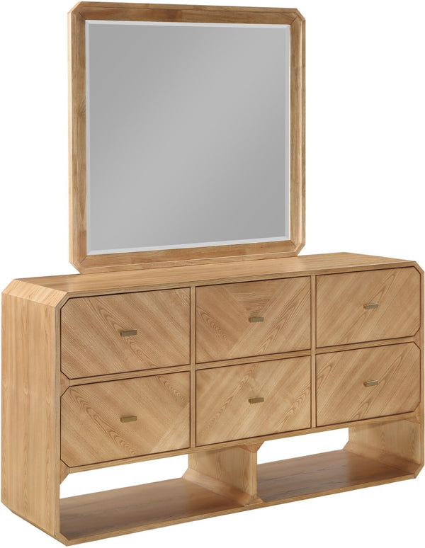 Meridian Furniture Parker Ash Veneer Wall Mirror with Stylish Frame for Modern Entryway or Living Room Decor Natural 300Natural-M
