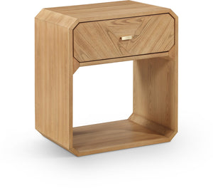 Meridian Furniture Parker Mid-century Modern Ash Veneer Nightstand with Single Drawer for Bedroom Storage Natural 300Natural-NS