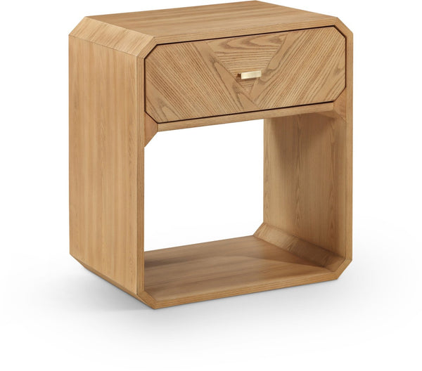Meridian Furniture Parker Mid-century Modern Ash Veneer Nightstand with Single Drawer for Bedroom Storage Natural 300Natural-NS