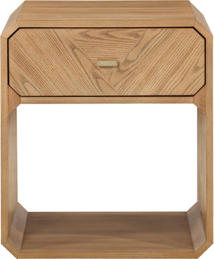 Meridian Furniture Parker Mid-century Modern Ash Veneer Nightstand with Single Drawer for Bedroom Storage Natural 300Natural-NS