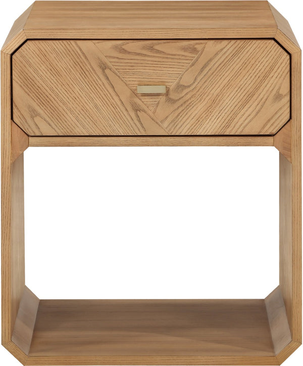 Meridian Furniture Parker Mid-century Modern Ash Veneer Nightstand with Single Drawer for Bedroom Storage Natural 300Natural-NS