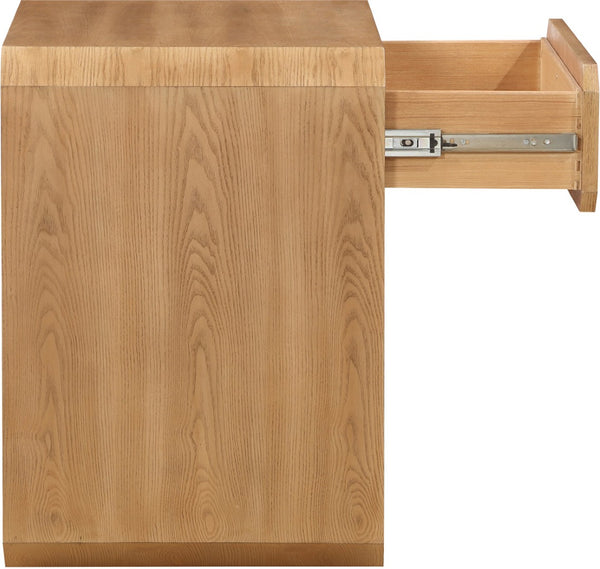 Meridian Furniture Parker Mid-century Modern Ash Veneer Nightstand with Single Drawer for Bedroom Storage Natural 300Natural-NS