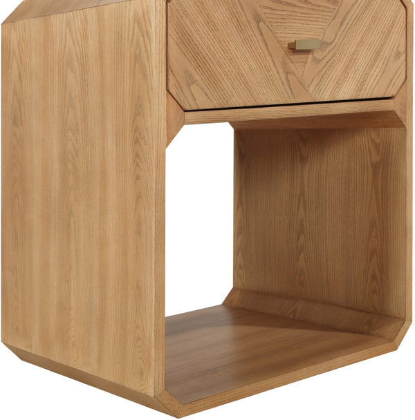 Meridian Furniture Parker Mid-century Modern Ash Veneer Nightstand with Single Drawer for Bedroom Storage Natural 300Natural-NS
