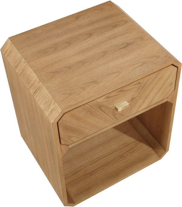 Meridian Furniture Parker Mid-century Modern Ash Veneer Nightstand with Single Drawer for Bedroom Storage Natural 300Natural-NS