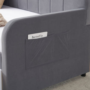 English Elm Twin Upholstered Daybed with Trundle Sofa Bed for Guest Room, Pine Wood Frame, Velvet Upholstery, Sturdy Slat Support and Full-Length Comfort Grey W1361S00022