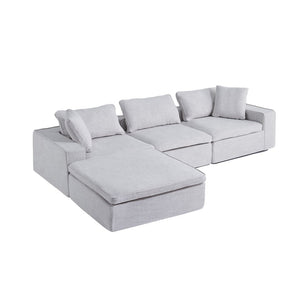 English Elm Cloud Couch Modular 4 Seater Sofa with Washable Linen and Pocket Spring Cushions White W1765S00140