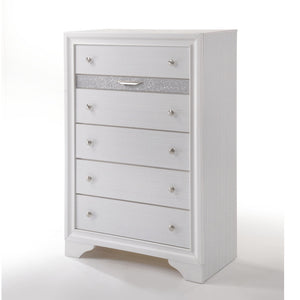 English Elm Naima Textured Finish Dresser with Felt-Lined Jewelry Drawer, Smooth Metal Glides & Silver Pulls White 57 L x 20 W x 37 H B2726P261241
