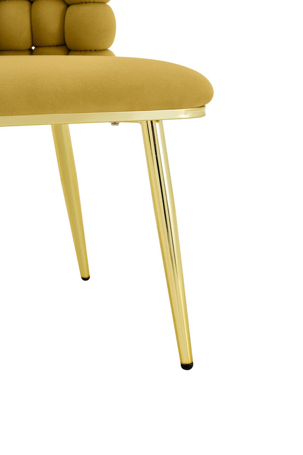 English Elm Ergonomic Velvet Accent Chair Tufted Bubble Weave Gold Legs Glam Seating W3875P446138
