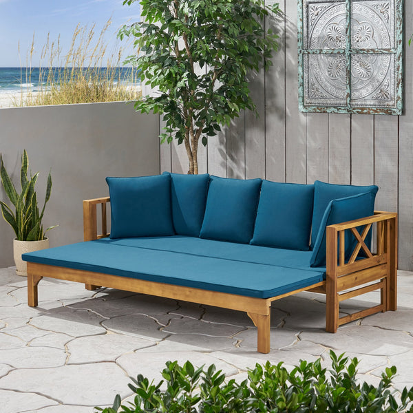 English Elm Christopher Knight Home® - Outdoor Extendable Acacia Wood Sofa Daybed - Versatile, Water-Resistant Lounge Chair For Patios 74327.00DT