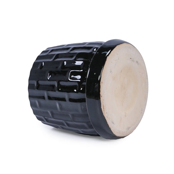 English Elm Set Of 2 Ceramic Flowerpots - 7" Modern Black Planters For Stylish Patio, Garden & Windowsill Decor W3273P322303-GIGA