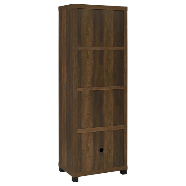 English Elm Vivek Dark Pine Engineered Wood Media Tower with 3 Open Shelves & Lower Cabinet, Rustic Storage B062P375530
