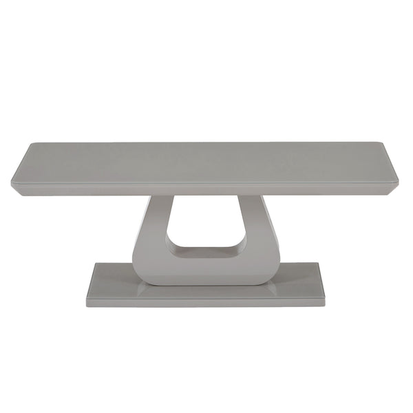 Worldwide Home Furnishings Corvus-coffee Table - Stylish Warm Grey High Gloss Finish With Tempered Glass Top For Modern Living Rooms Warm Grey Engineered Wood,Glass 301-159wgy