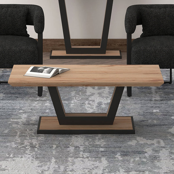 Worldwide Home Furnishings Forna-coffee Table - Stylish Natural Wood & Black Metal Design For Modern Living Room Elegance Natural,Black Engineered Wood,Metal 301-161nat